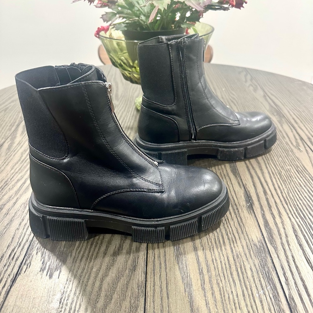 ASOS New Look Zip Front Flat Chunky Chelsea Boot Black - Picture 5 of 11
